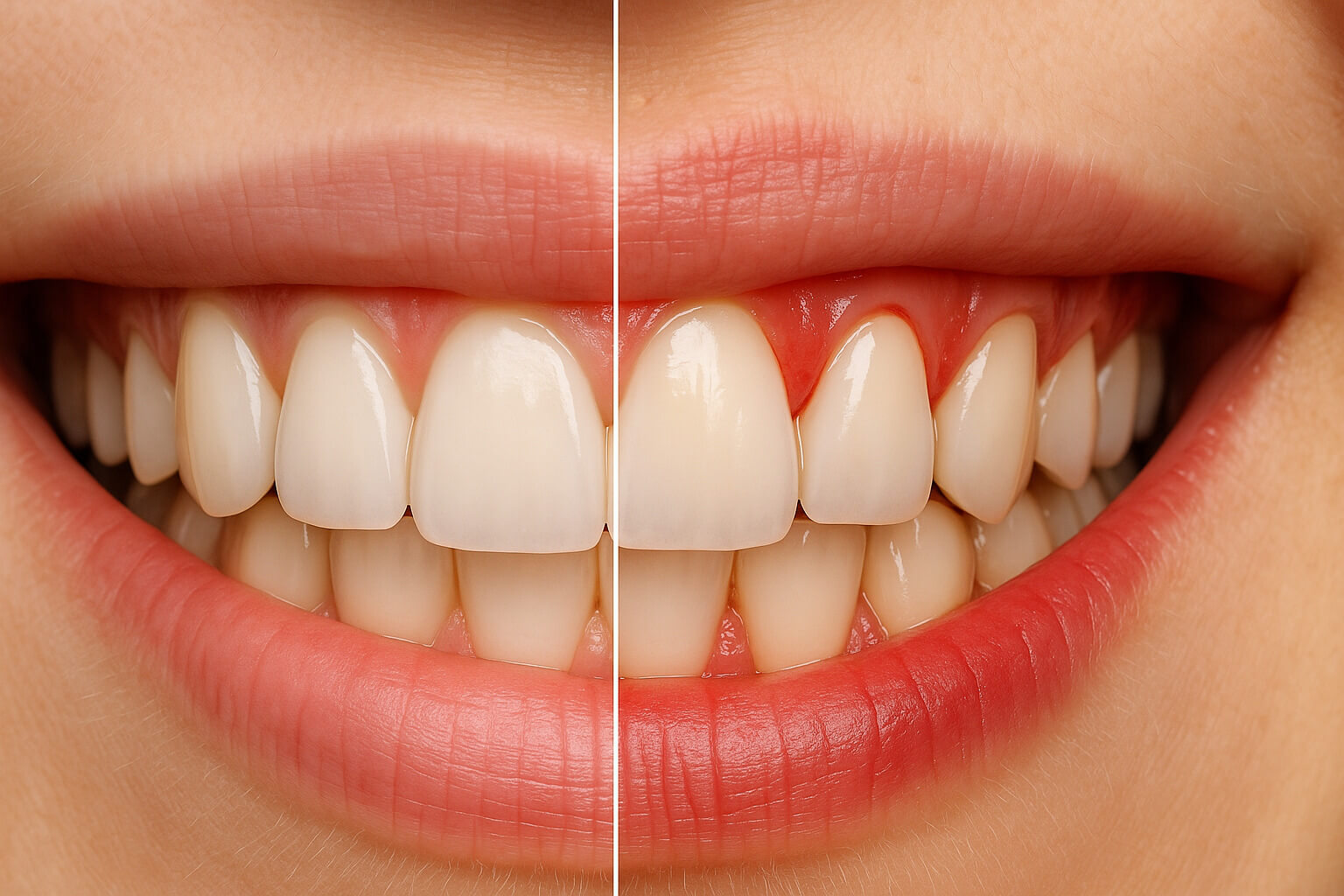 Здоровые десны и пародонтит Гингивит: воспаление десен